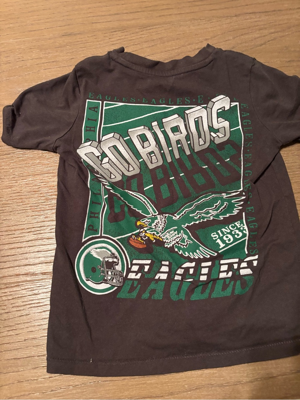 Go Birds Eagles Graphic Tee - Grey with Green & White Print 100% cotton 4/5T